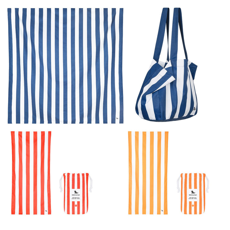Dock & Bay 2 x Beach Towel + Bag + Jumbo Towel - Set A