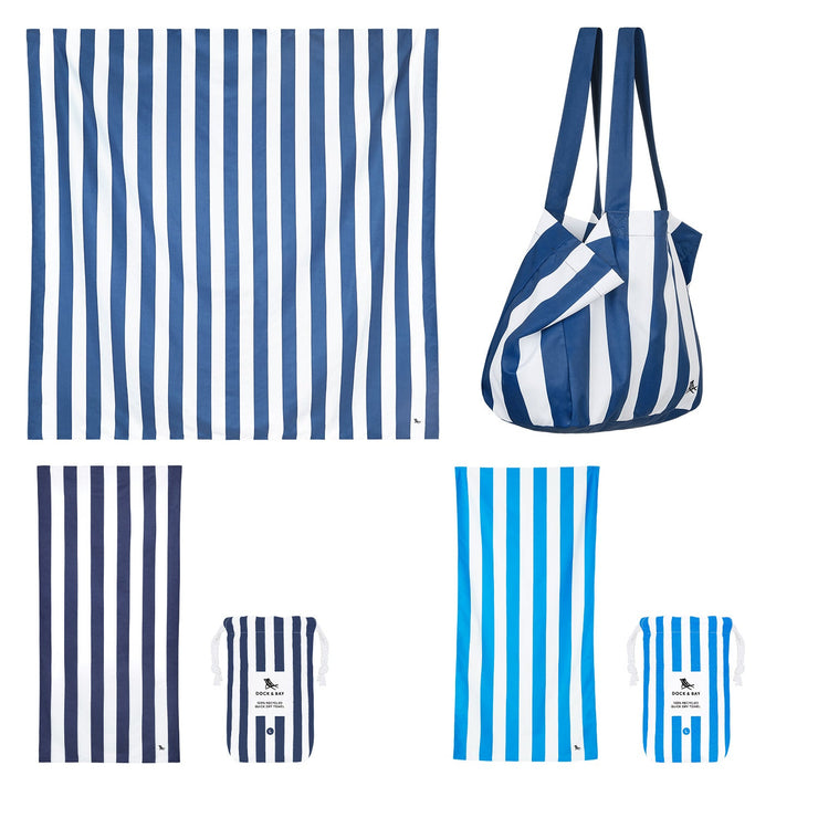 Dock & Bay 2 x Beach Towel + Bag + Jumbo Towel - Set E
