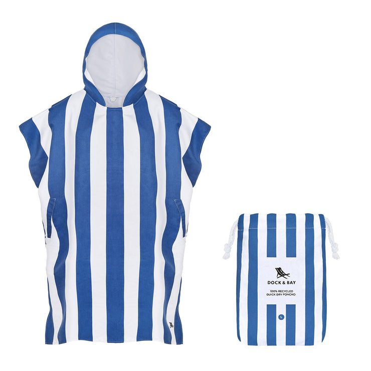 Dock & Bay Poncho Adults - Whitsunday Blue - Customised Embroidery Personalised for You