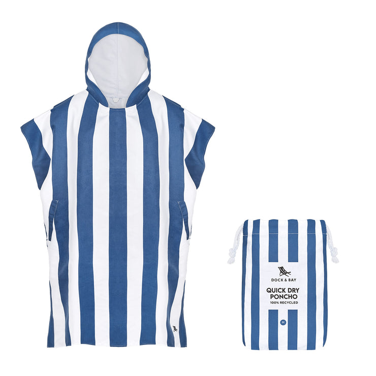 Dock & Bay Poncho - Adults - Whitsunday Blue - Customised Embroidery Personalised for You