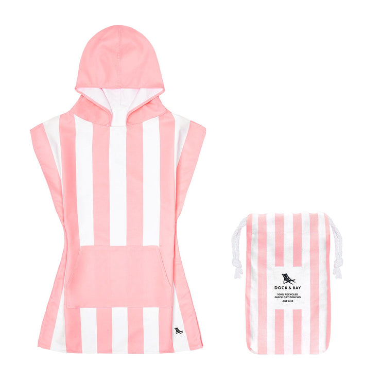 Dock & Bay Poncho Kids - Malibu Pink - Customised Embroidery Personalised for You