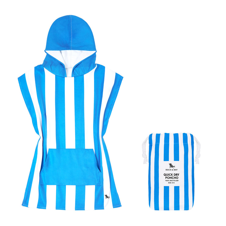 Dock & Bay Poncho - Kids - Bondi Blue - Customised Embroidery Personalised for You