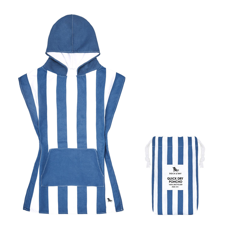 Dock & Bay Poncho - Kids - Whitsunday Blue - Customised Embroidery Personalised for You