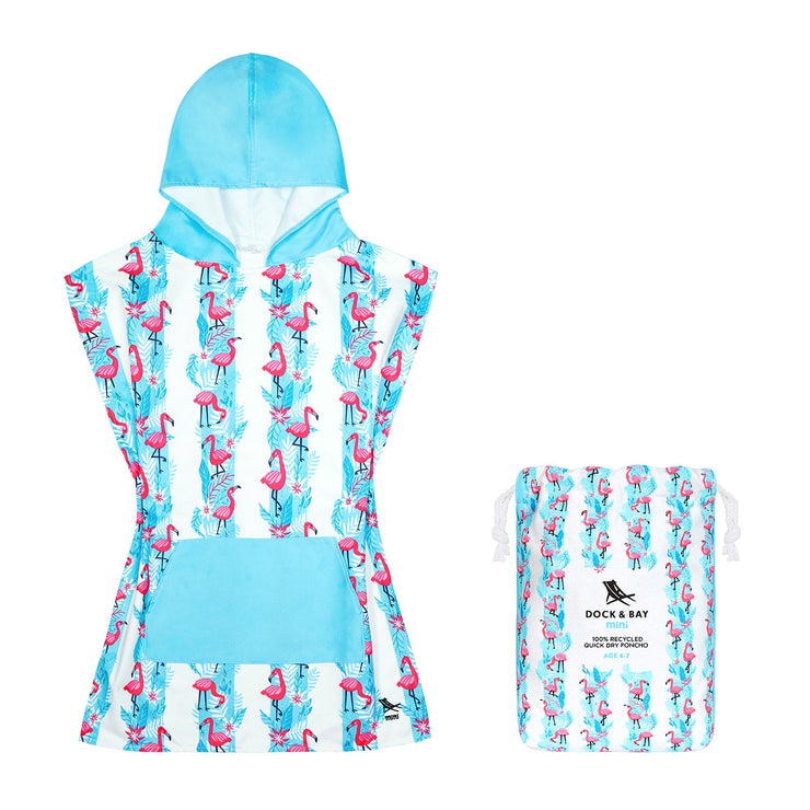 Kids Poncho - Quick Dry Hooded Towel - Flamingo Fever - Outlet