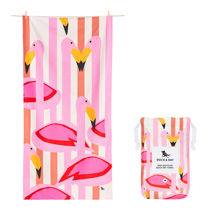 Dock & Bay Kids Beach Towel - Flamboyant Flamingos - Outlet